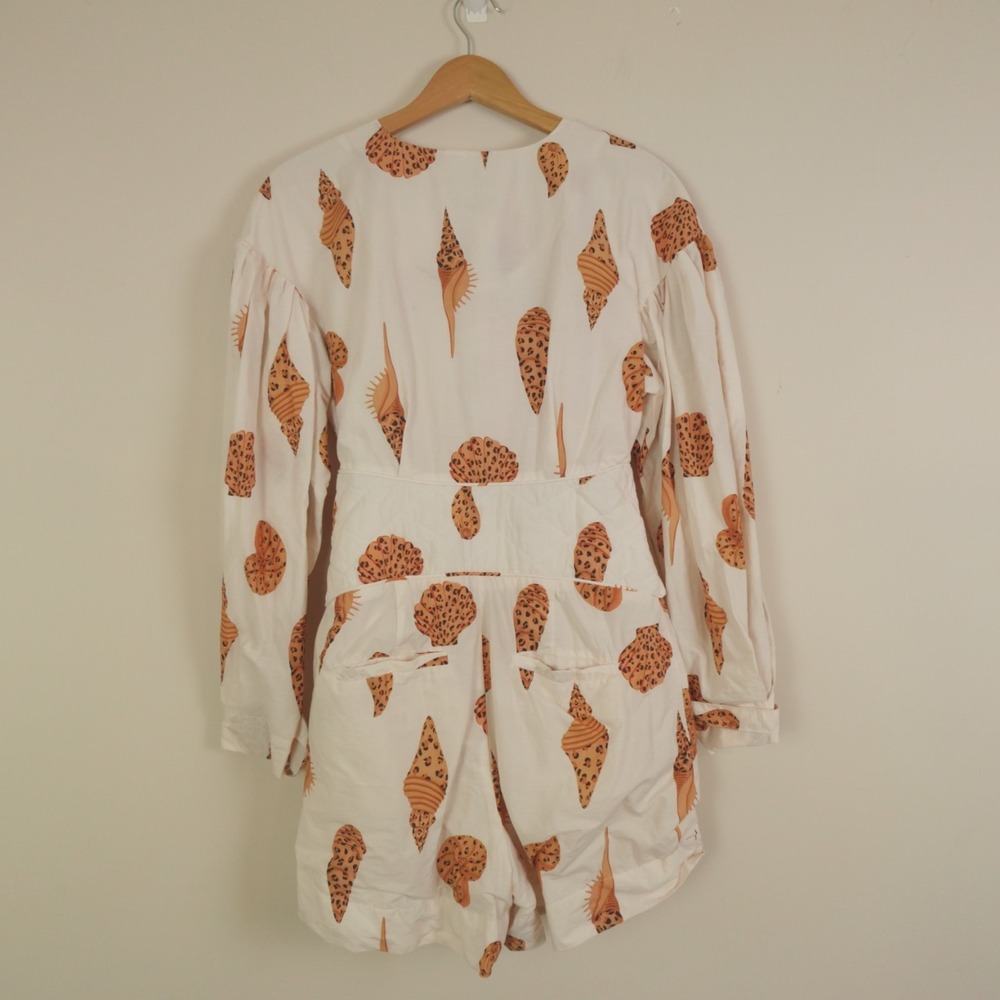 FARM Rio White Romper with Gold Shell Motif - Picture 3 of 16